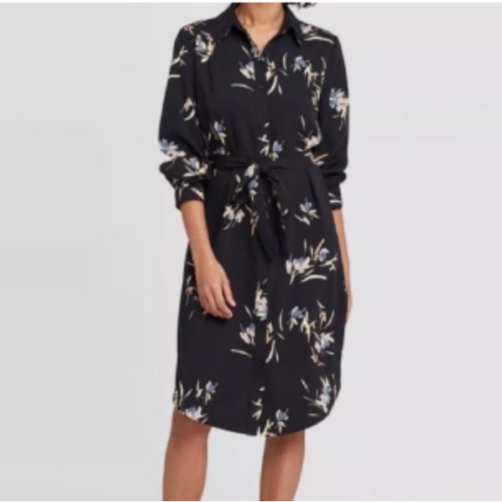 A NEW DAY Black Floral Midi Button up Shirt Dress
interview outfit Business